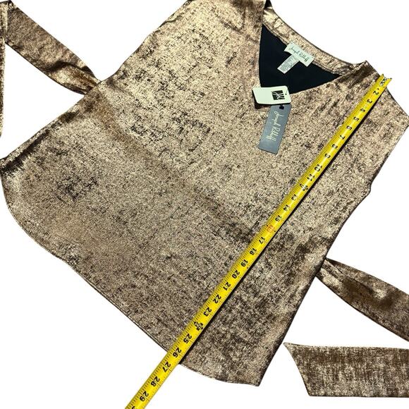 NWT Josef Ribkoff Women Rose Gold Metallic Sleeveless Belted Tunic Blouse Size 8 - Picture 7 of 11